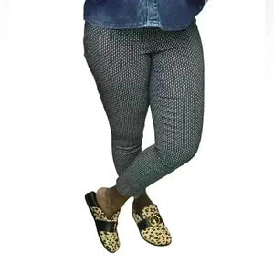 Blue and white leggings with spandex